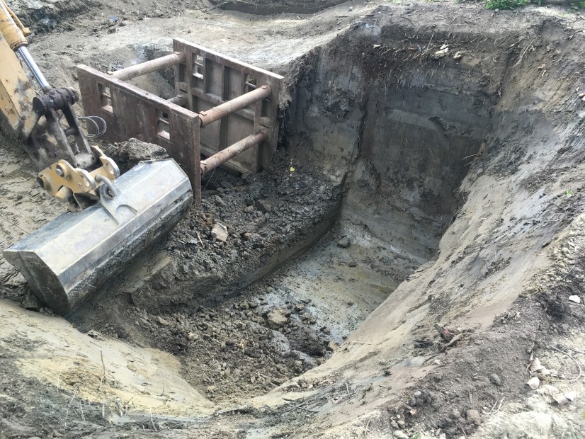 Excavation of PCB-contaminated soil at former industrial property